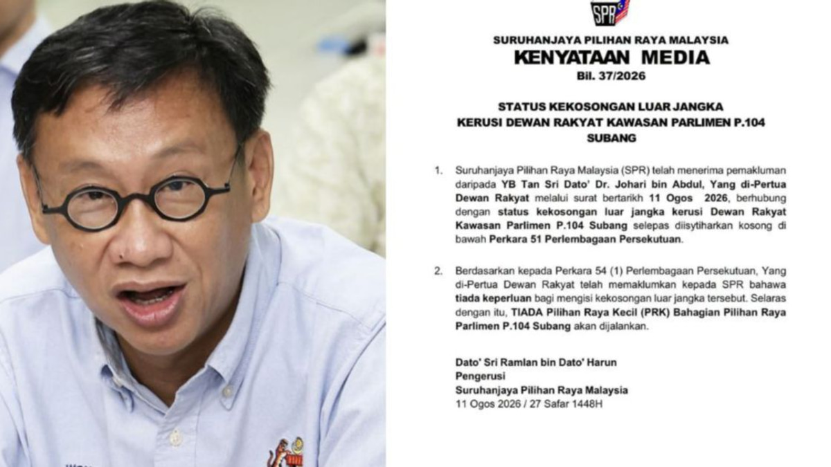 No Subang By-Election After Wong Chen Steps Down, EC Confirms