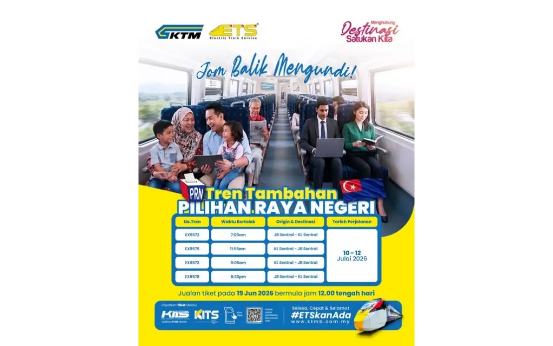 KTMB Lays On Extra ETS Trains for Johor Election Voters Heading Home