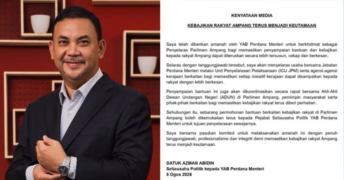 Ampang Gets New Parliamentary Coordinator as Ruling Lawmaker's Funding Access Suspended