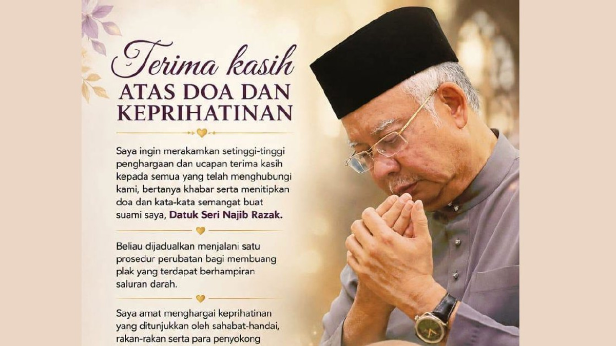 Rosmah appeals for prayers as Najib undergoes vascular procedure
