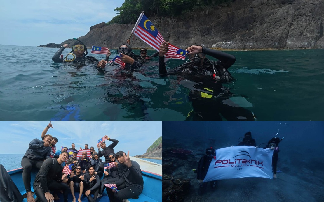 Politeknik Jeli Makes Patriotic Splash: Underwater Flag Display Doubles as Dive Training