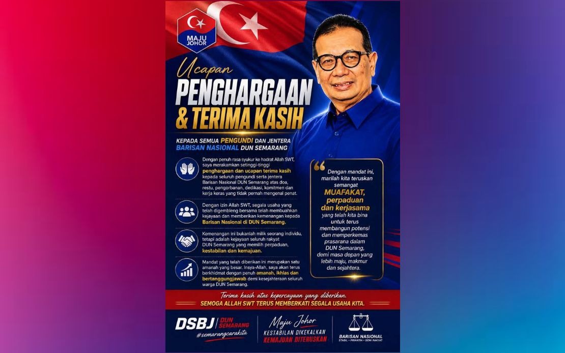 Samsolbari Jamali Wins Historic Sixth Term in Semarang as Barisan Nasional Consolidates Johor Rule