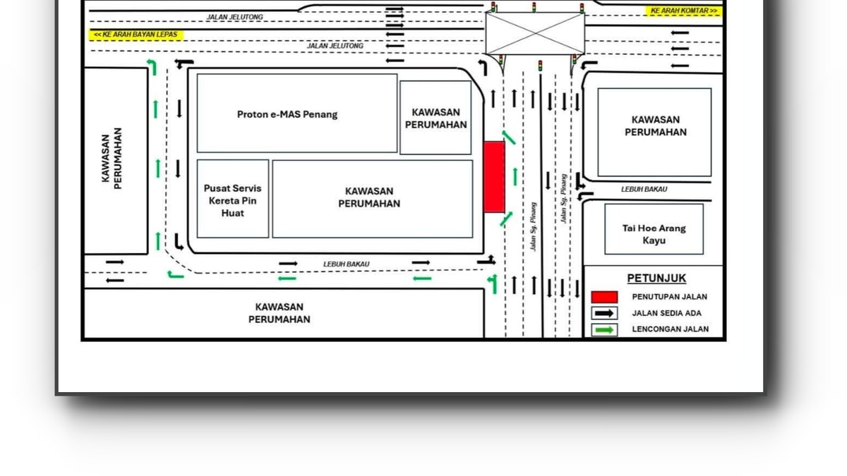 George Town Road Closure: Jalan Sungai Pinang Lane Shut for Utility Works
