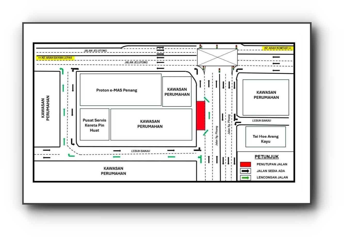 George Town Road Closure: Jalan Sungai Pinang Lane Shut for Utility Works