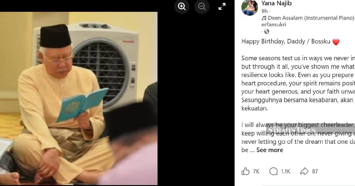 Najib Expresses Gratitude as Daughter Shares Emotional Birthday Tribute Amid Health Procedure