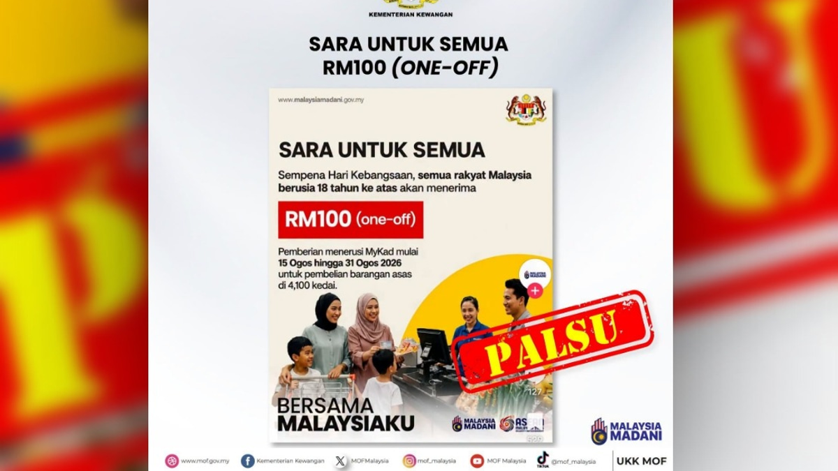 Finance Ministry Debunks False Claims of RM100 National Day Cash Giveaway