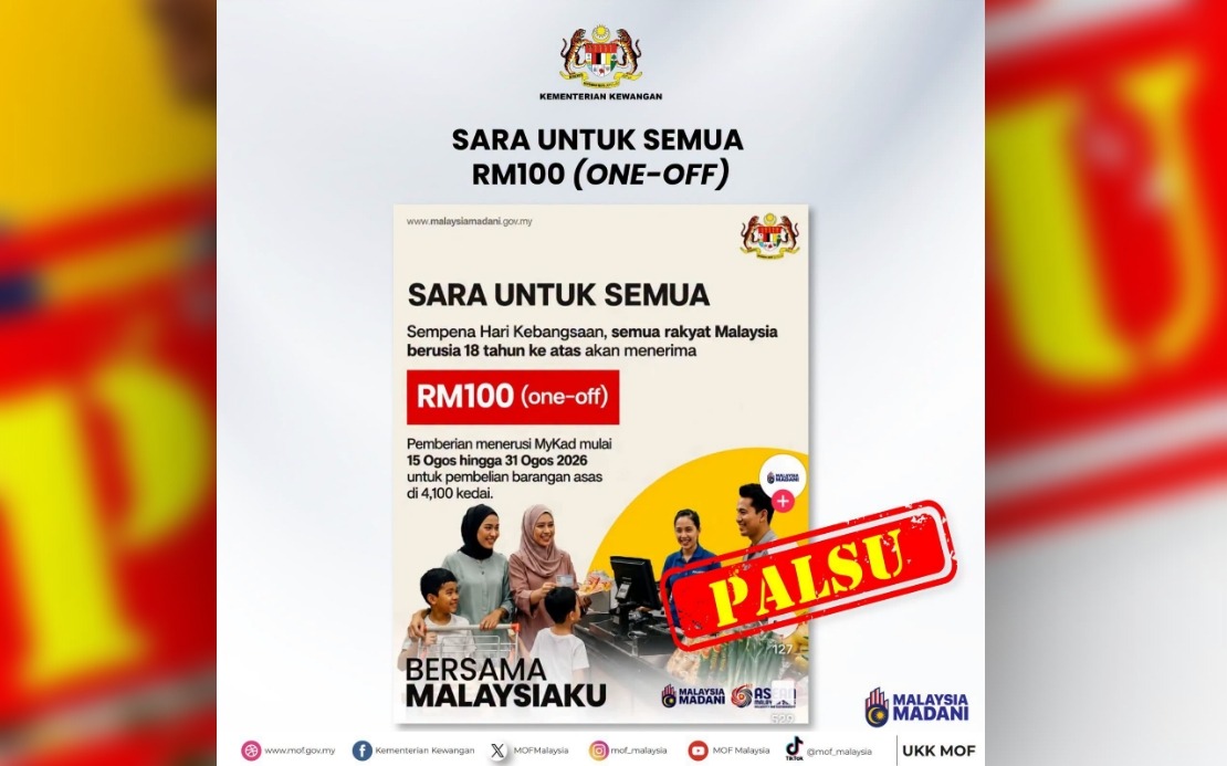 Finance Ministry Debunks False Claims of RM100 National Day Cash Giveaway